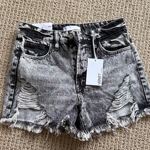 Women's Gray Distressed Denim Shorts